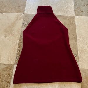 Ralph Lauren Red Turtleneck Sleeveless Open Back Top